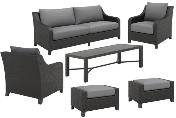 New Classic Furniture Skye 6 Pc Set-Sofa, 2 Chairs, 2 Ottoman, Coffee Table-Gray