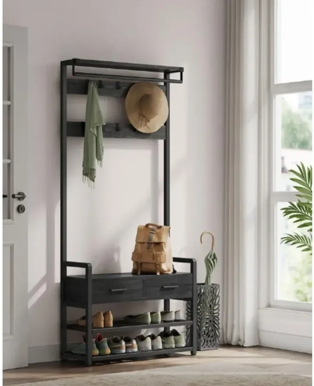 Hall Tree with Bench and Shoe Storage