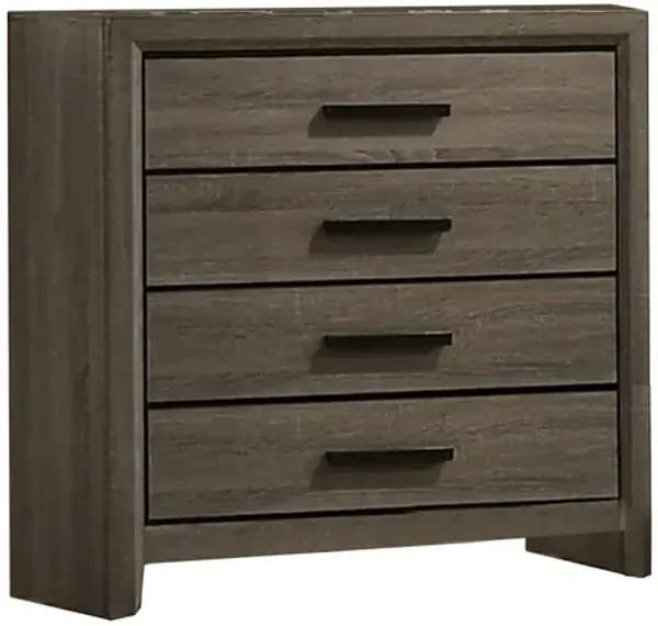 Chest with Black Rectangular Pulls, Gray - Benzara