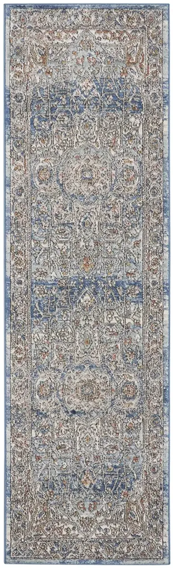 Quarry QUA11 Ivory/Blue 2'2" x 7'6" Rug