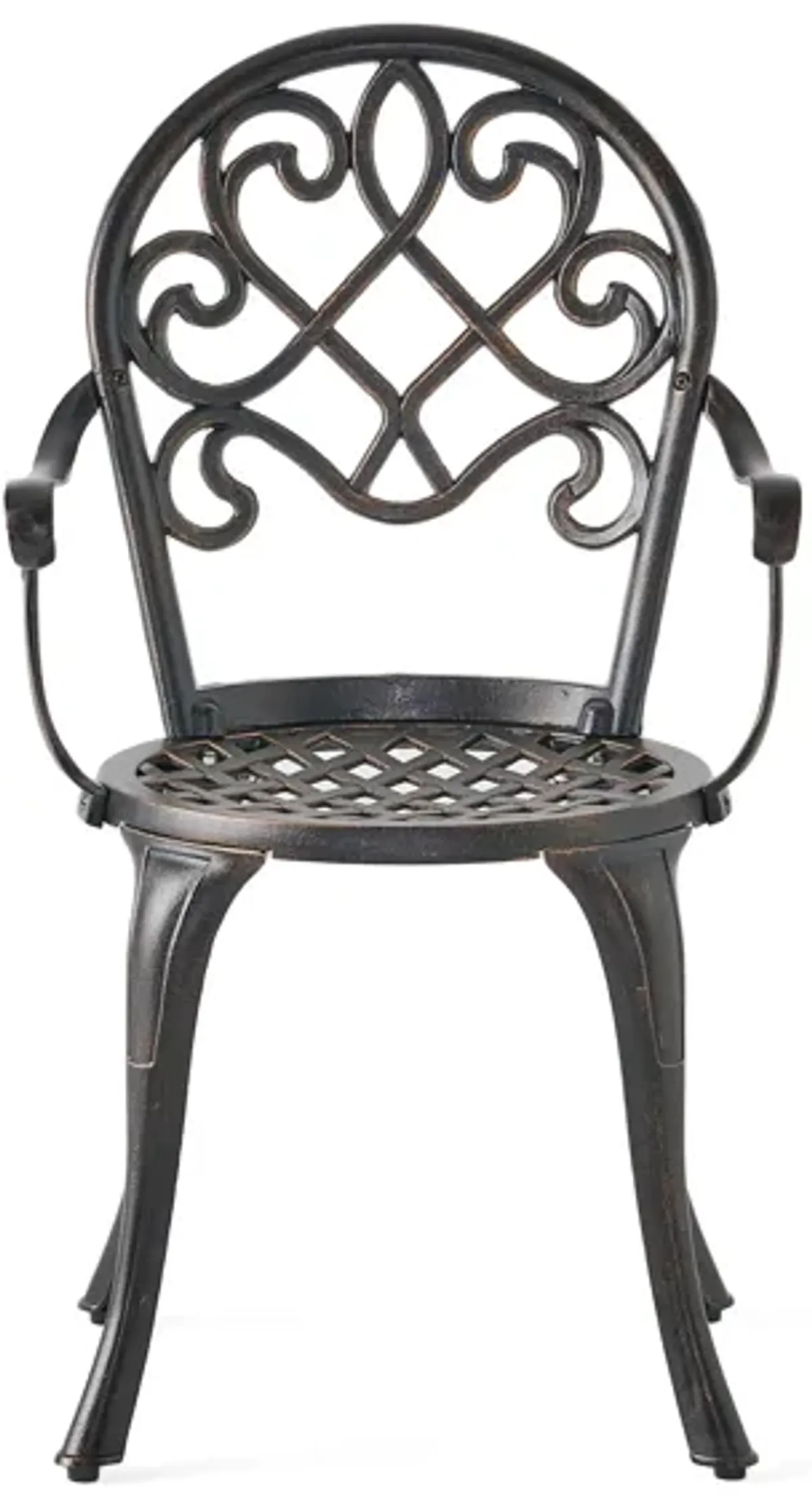 Outdoor Bistro Table Set with 2 Chairs and an Ice Bucket, Coppertone - Benzara