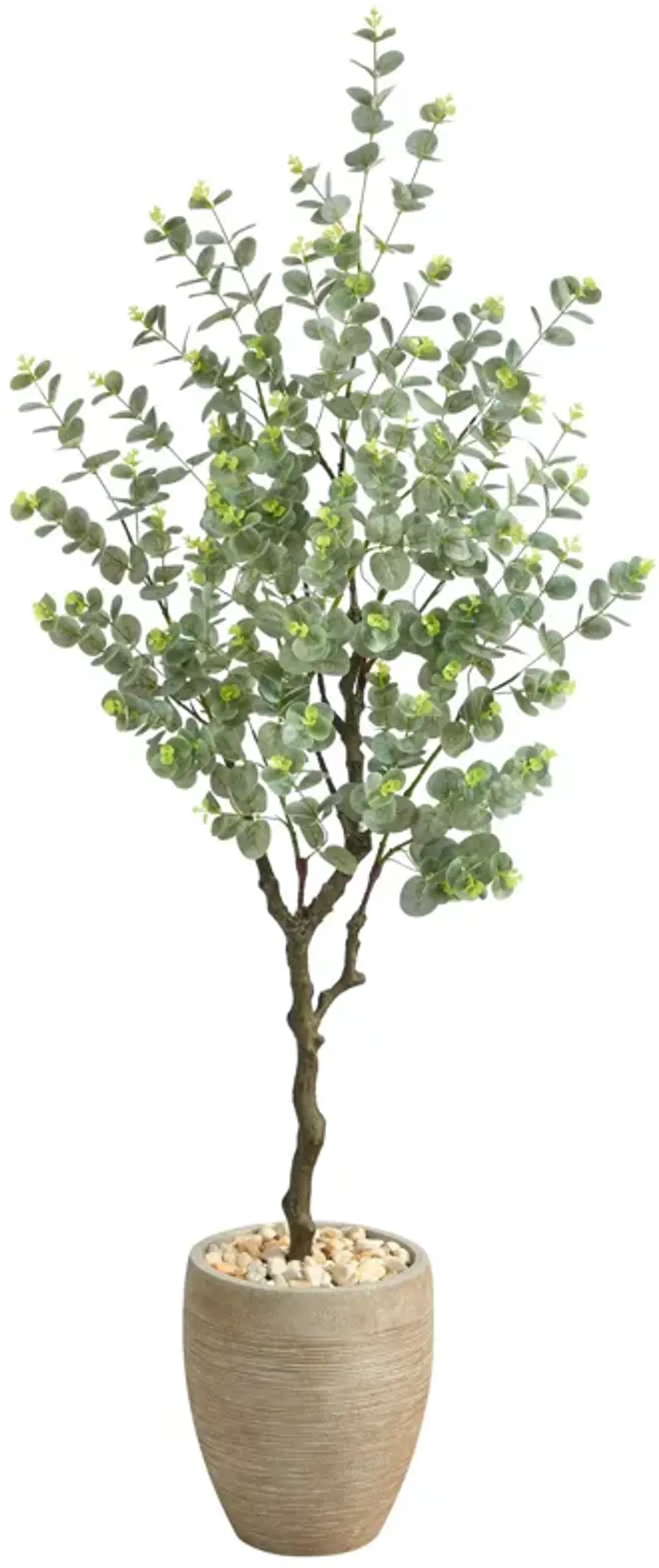 Nearly Natural 5-ft Eucalyptus Artificial Tree in Sandstone Planter