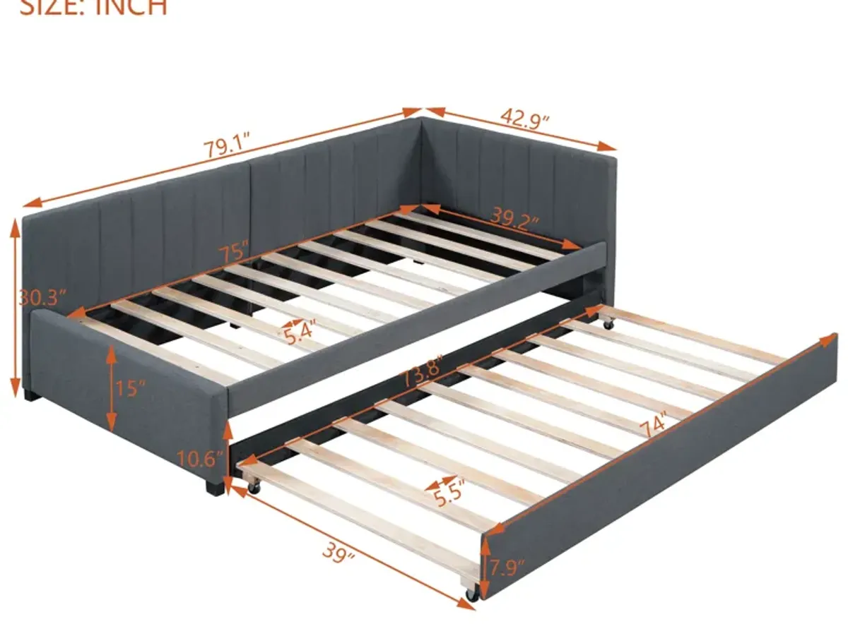 Merax Upholstered Daybed Bed Frame with Trundle