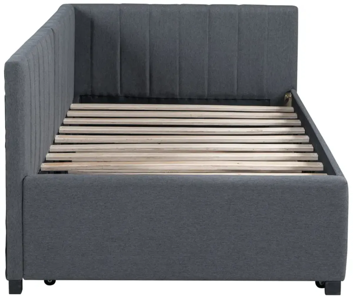 Merax Upholstered Daybed Bed Frame with Trundle