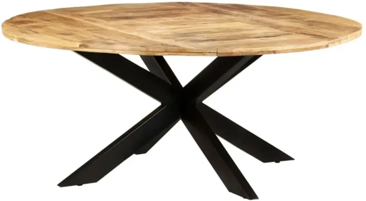 vidaXL Dining Table Round 68.9"x29.5" Rough Mango Wood