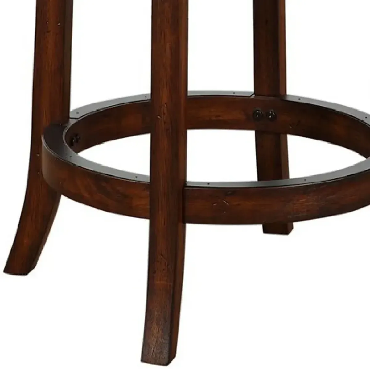 Mia 24 Inch Swivel Counter Stool, Crossed Metal Back, Sedge Seat, Brown-Benzara