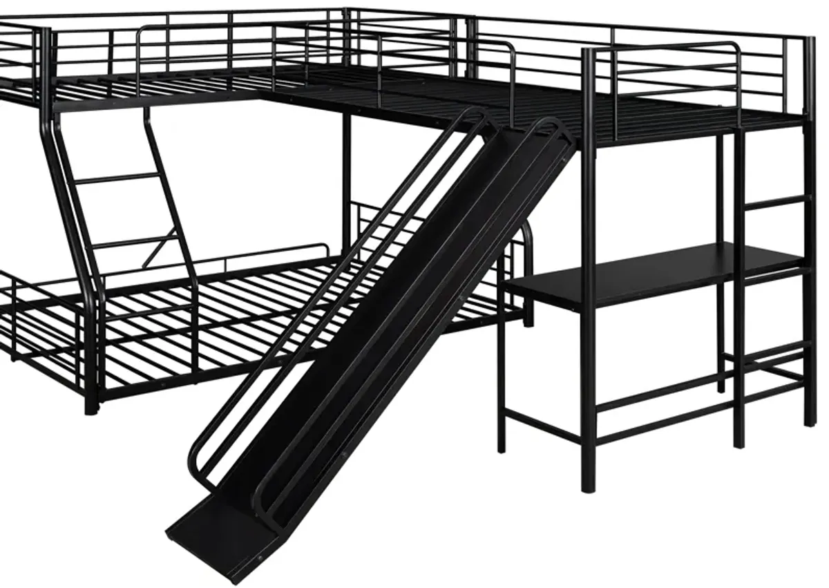 Merax L-Shaped Twin over Full Bunk Bed with Slide