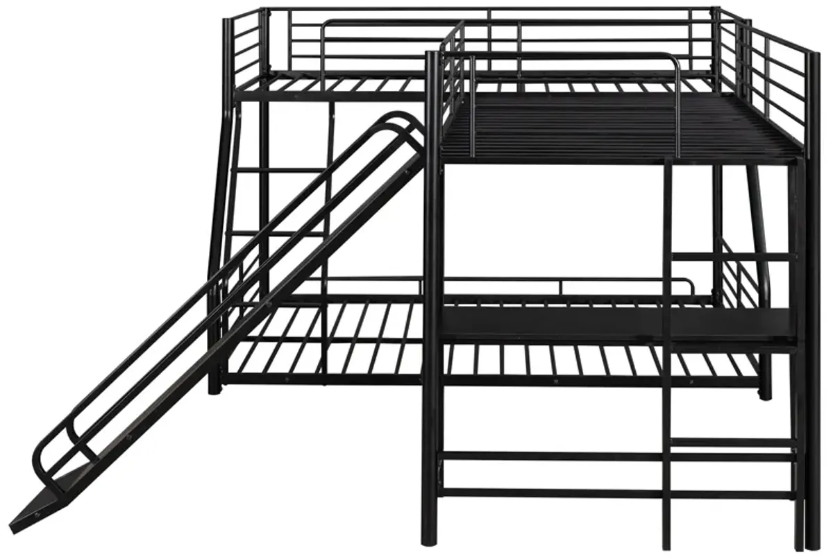 Merax L-Shaped Twin over Full Bunk Bed with Slide