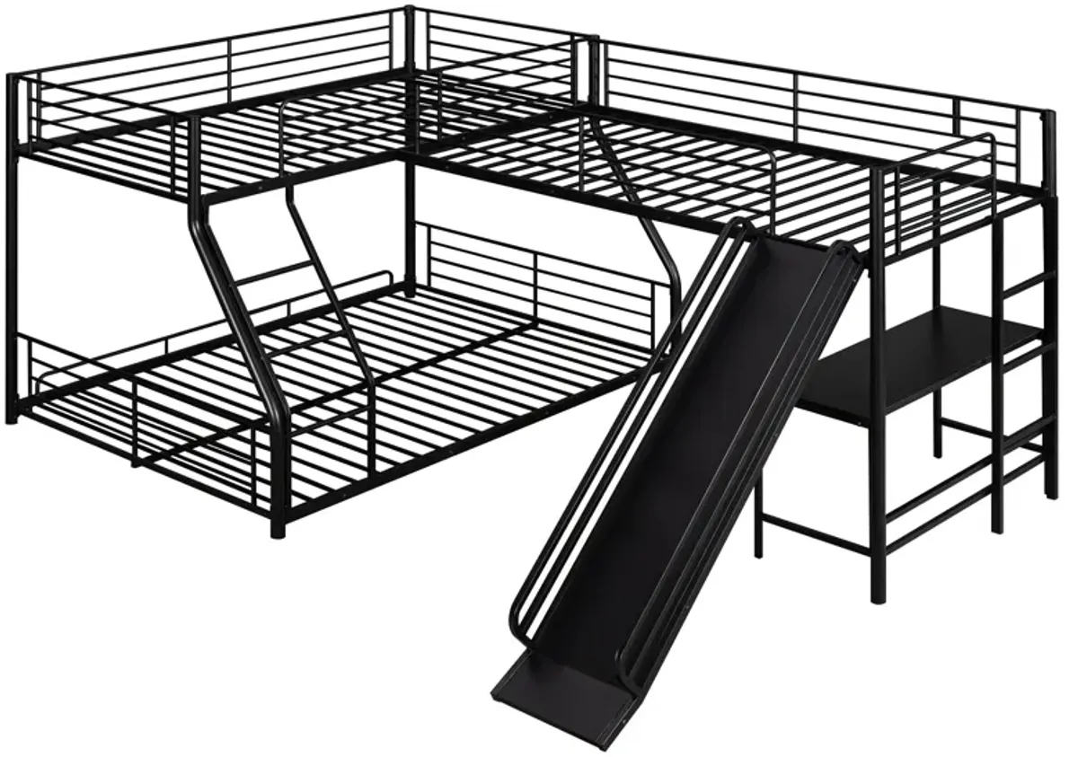 Merax L-Shaped Twin over Full Bunk Bed with Slide