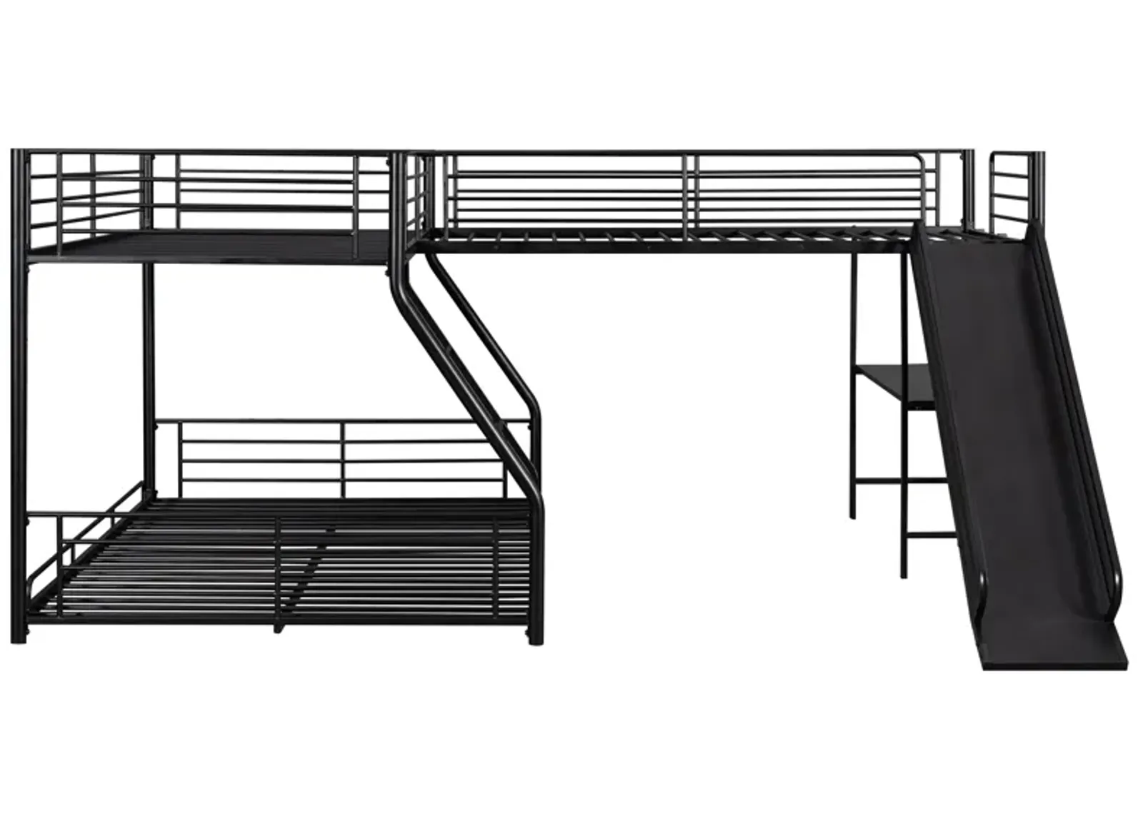 Merax L-Shaped Twin over Full Bunk Bed with Slide