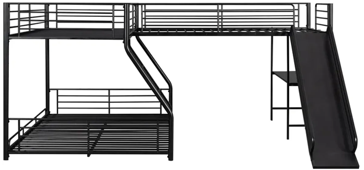 Merax L-Shaped Twin over Full Bunk Bed with Slide