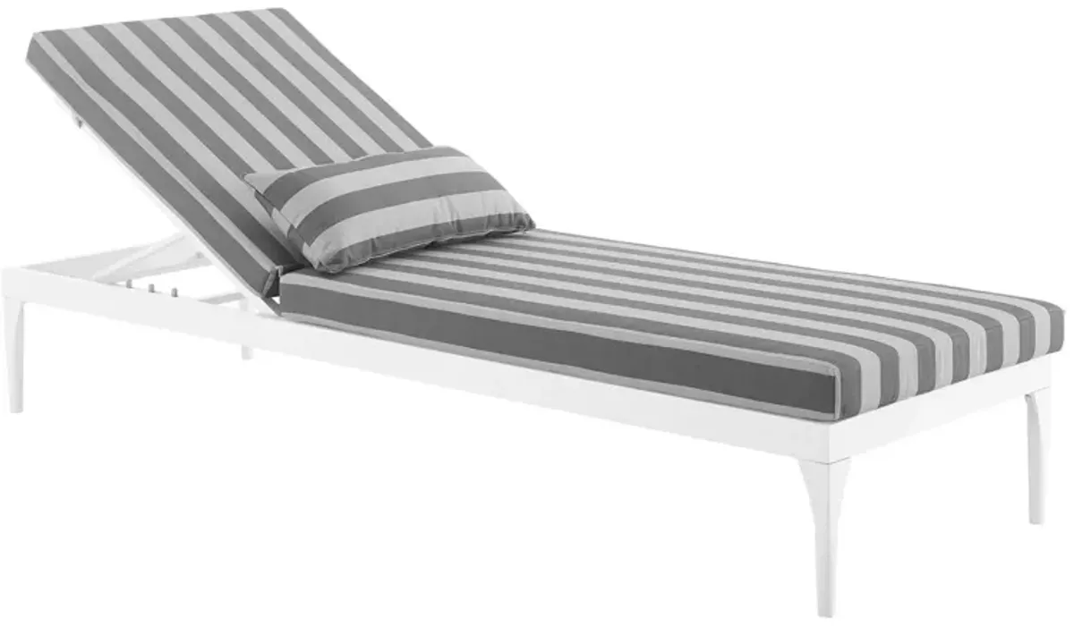 Perspective Cushion Outdoor Patio Chaise Lounge Chair - White Striped Gray