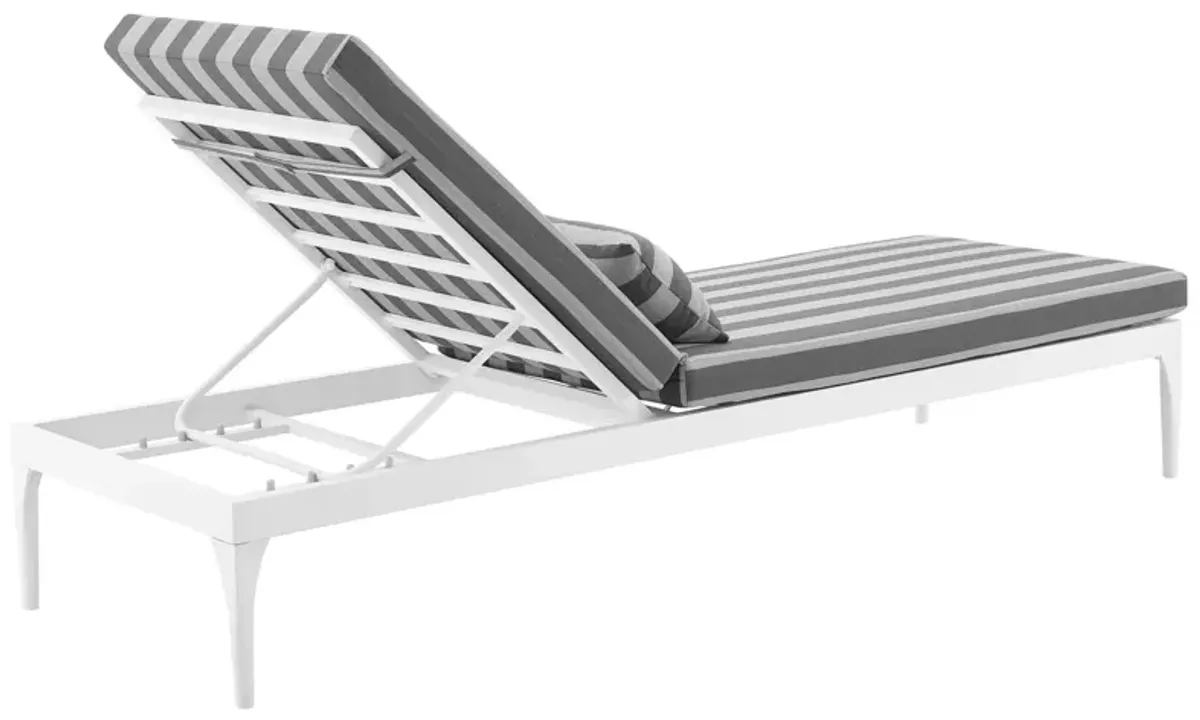 Perspective Cushion Outdoor Patio Chaise Lounge Chair - White Striped Gray