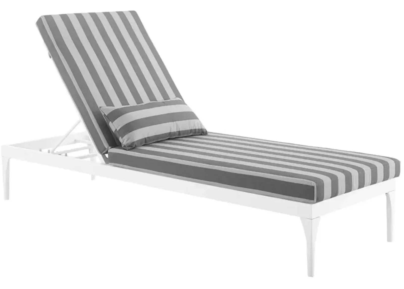 Perspective Cushion Outdoor Patio Chaise Lounge Chair - White Striped Gray