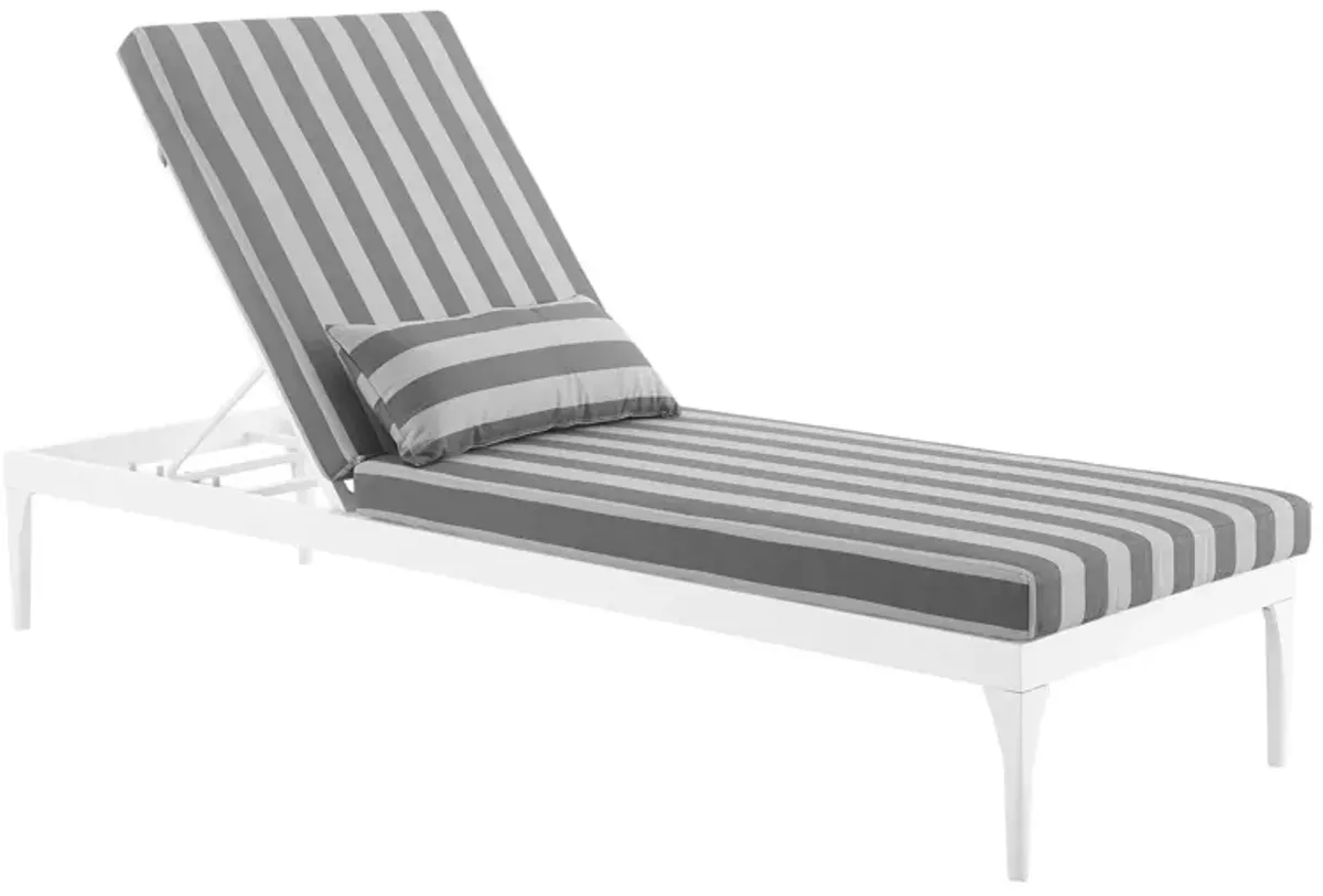 Perspective Cushion Outdoor Patio Chaise Lounge Chair - White Striped Gray