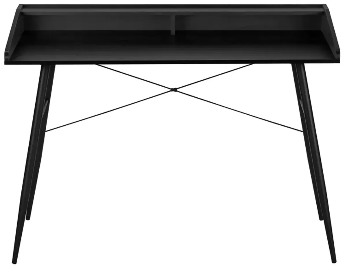 Monarch Specialties I 7537 Computer Desk, Home Office, Laptop, Storage Shelves, 48"L, Work, Metal, Laminate, Black, Contemporary, Modern