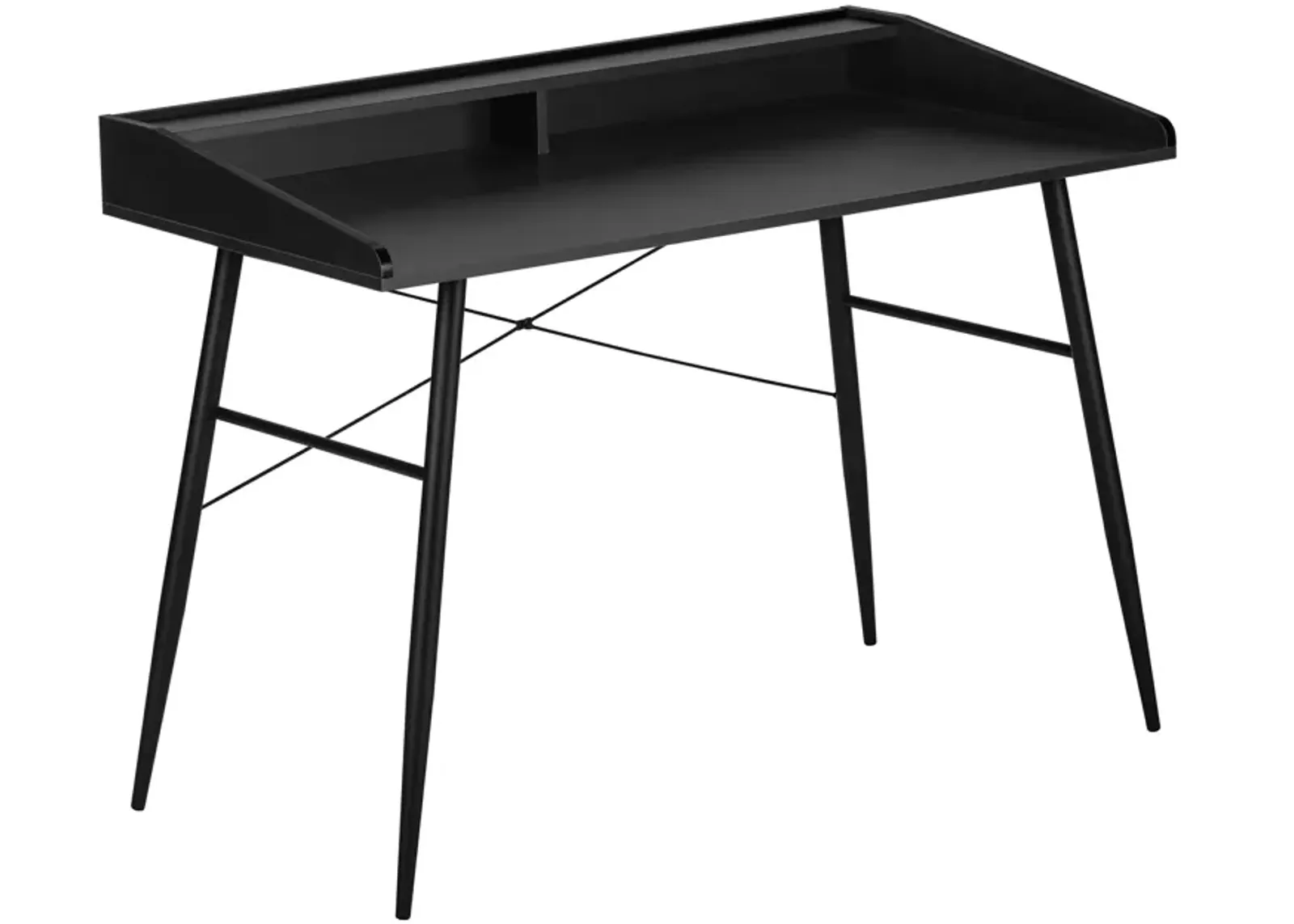 Monarch Specialties I 7537 Computer Desk, Home Office, Laptop, Storage Shelves, 48"L, Work, Metal, Laminate, Black, Contemporary, Modern