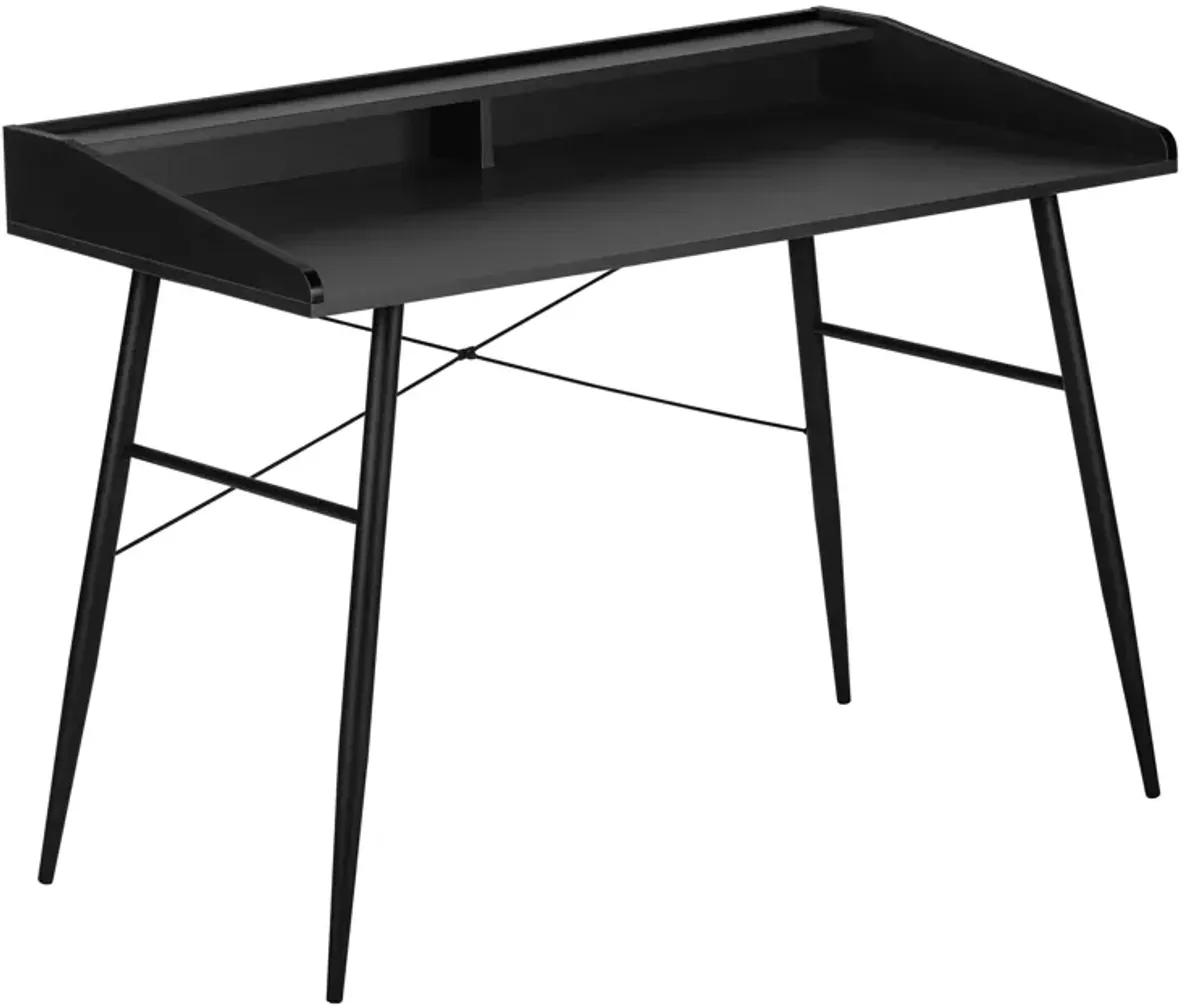 Monarch Specialties I 7537 Computer Desk, Home Office, Laptop, Storage Shelves, 48"L, Work, Metal, Laminate, Black, Contemporary, Modern