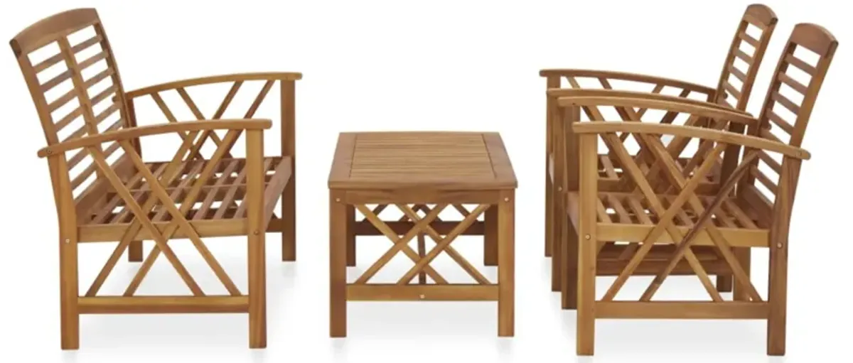 vidaXL 4 Piece Garden Lounge Set Solid Acacia Wood