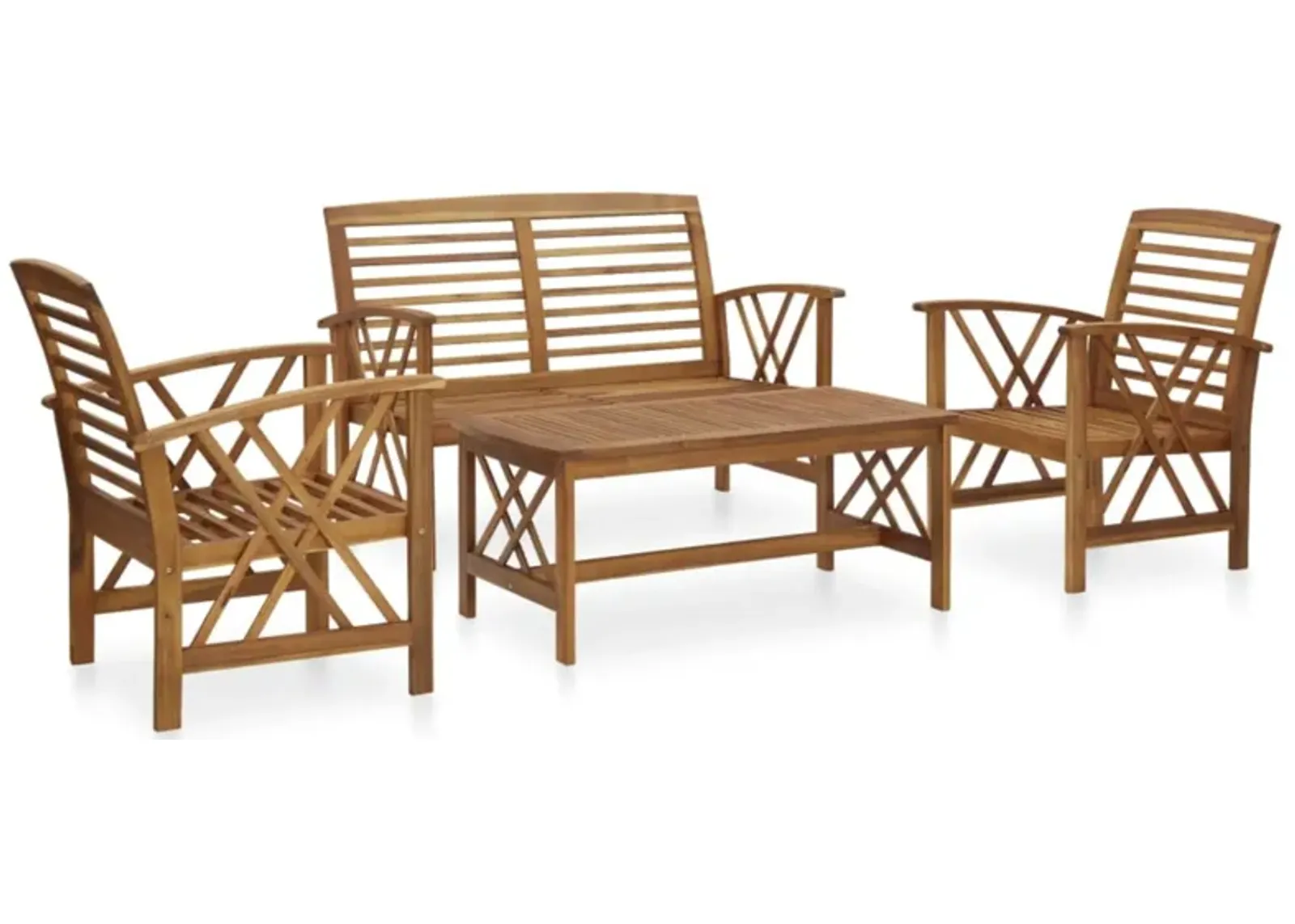 vidaXL 4 Piece Garden Lounge Set Solid Acacia Wood