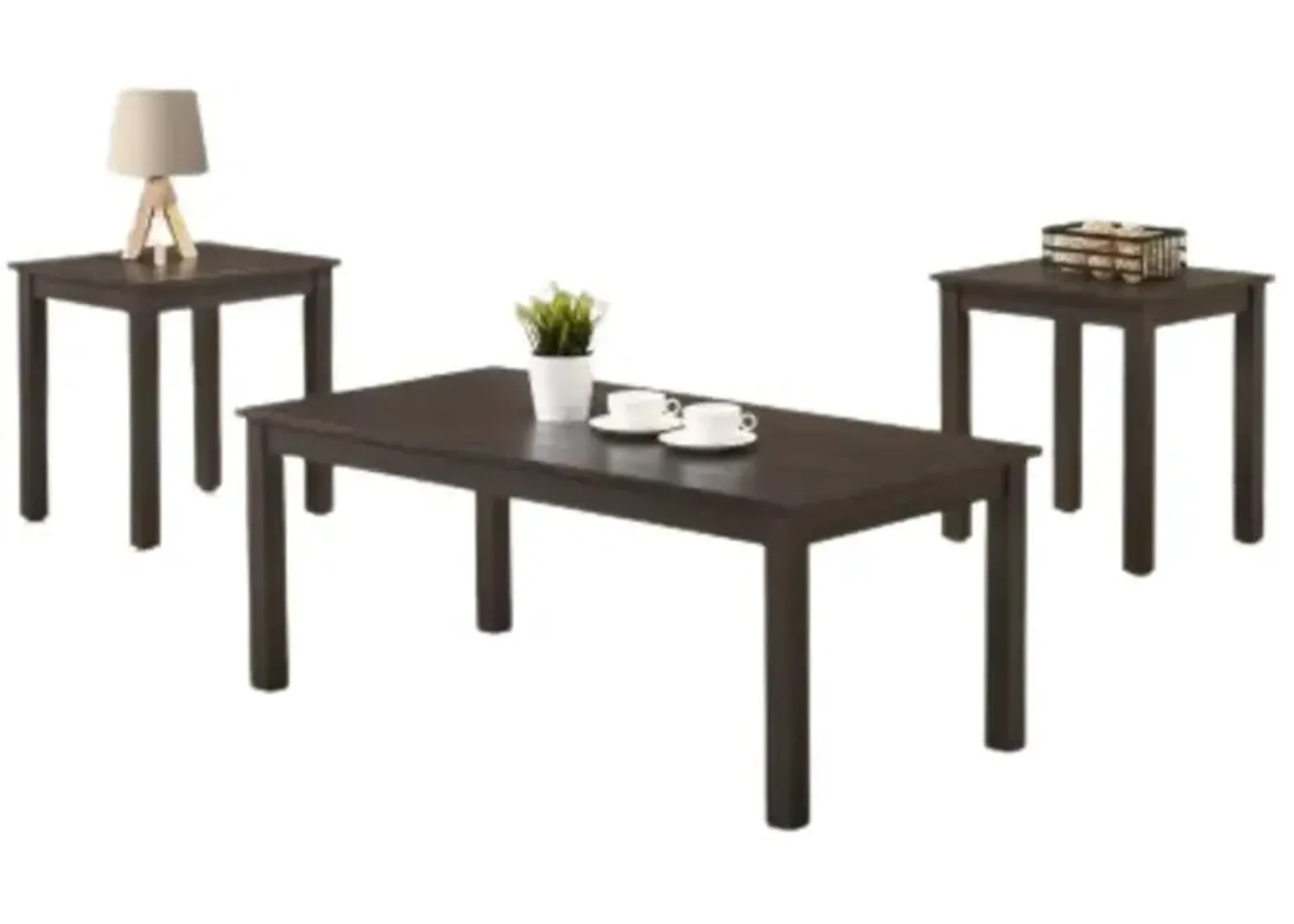 3 Pack Transitional Cocktail Table & 2 End Tables