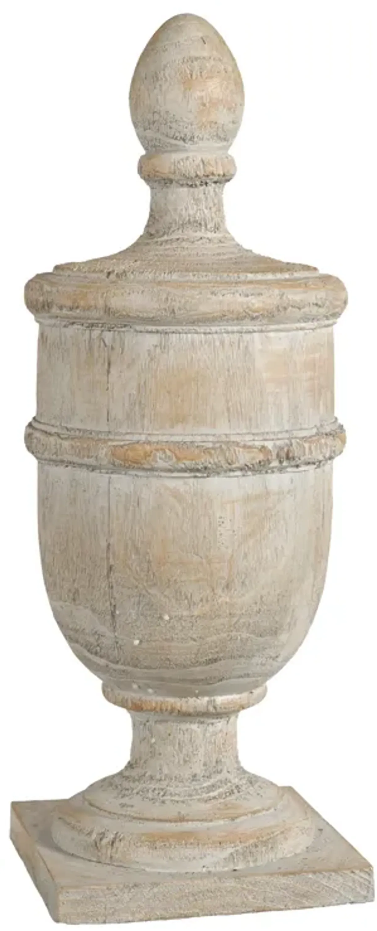 22 Inch Classical Accent Decor Statuette, Turned Finial Design, Off White-Benzara