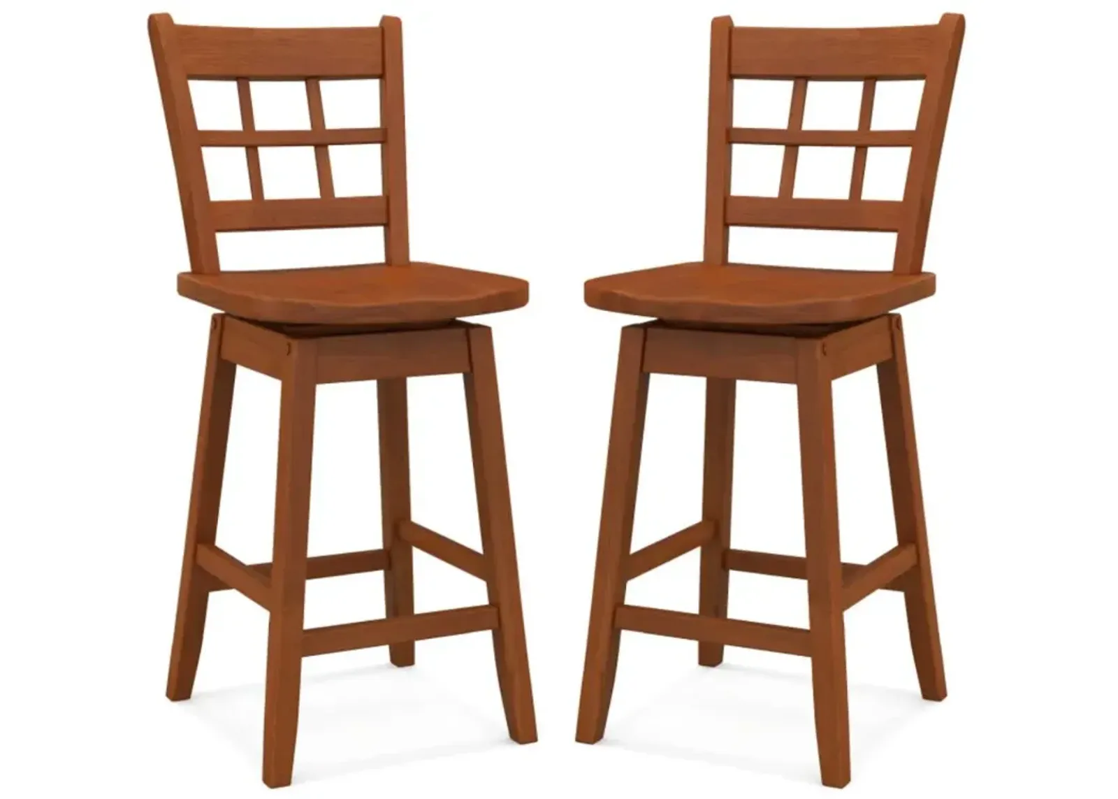 Hivvago Counter Height Barstools Set of 2 with 6-Grid Hollow Back and Seat