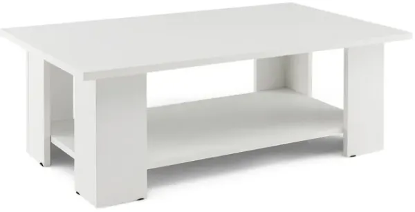 Large 36 Inch 2-tier Wooden Modern Coffee Table with Storage Shelf