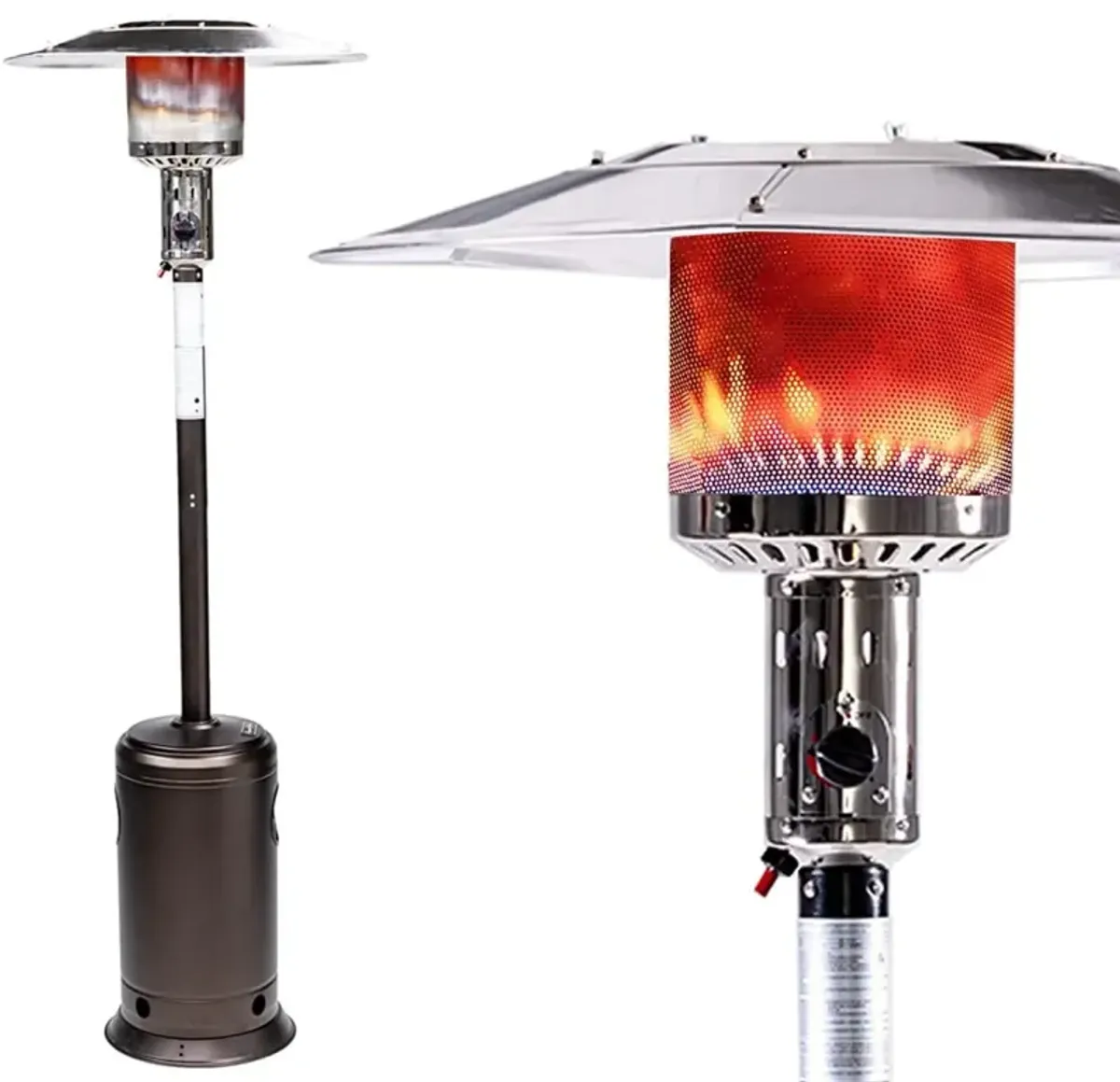 Outdoor Patio Propane Heater With Portable Wheels 47,000 BTU 88 Inch Standing Gas Outside Hea