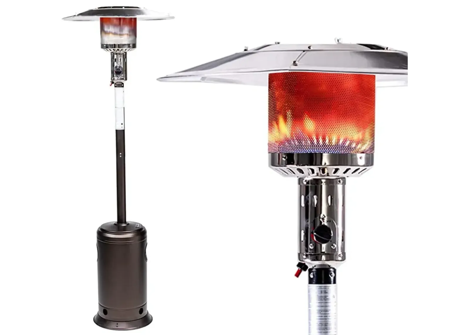 Outdoor Patio Propane Heater With Portable Wheels 47,000 BTU 88 Inch Standing Gas Outside Hea