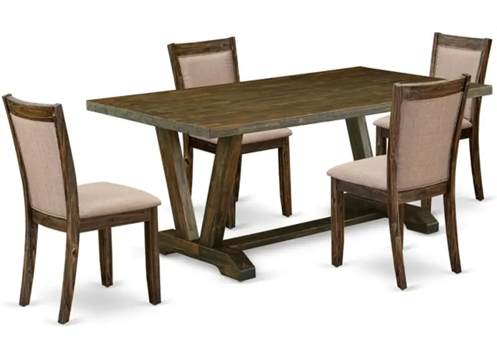 East West Furniture V777MZ716-5 5Pc Dining Room Set - Rectangular Table and 4 Parson Chairs - Multi-Color Color