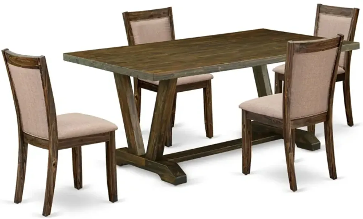 East West Furniture V777MZ716-5 5Pc Dining Room Set - Rectangular Table and 4 Parson Chairs - Multi-Color Color