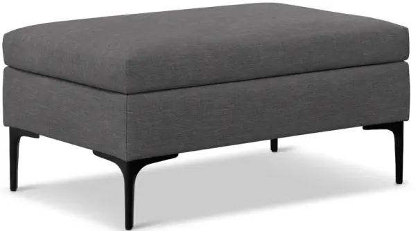 Rebecca 36 inch Wide Mid Century Rectangle Rectangular Coffee Table Storage Ottoman with Lift Up Lid in Slate Grey Polyester linen Look, Assembled