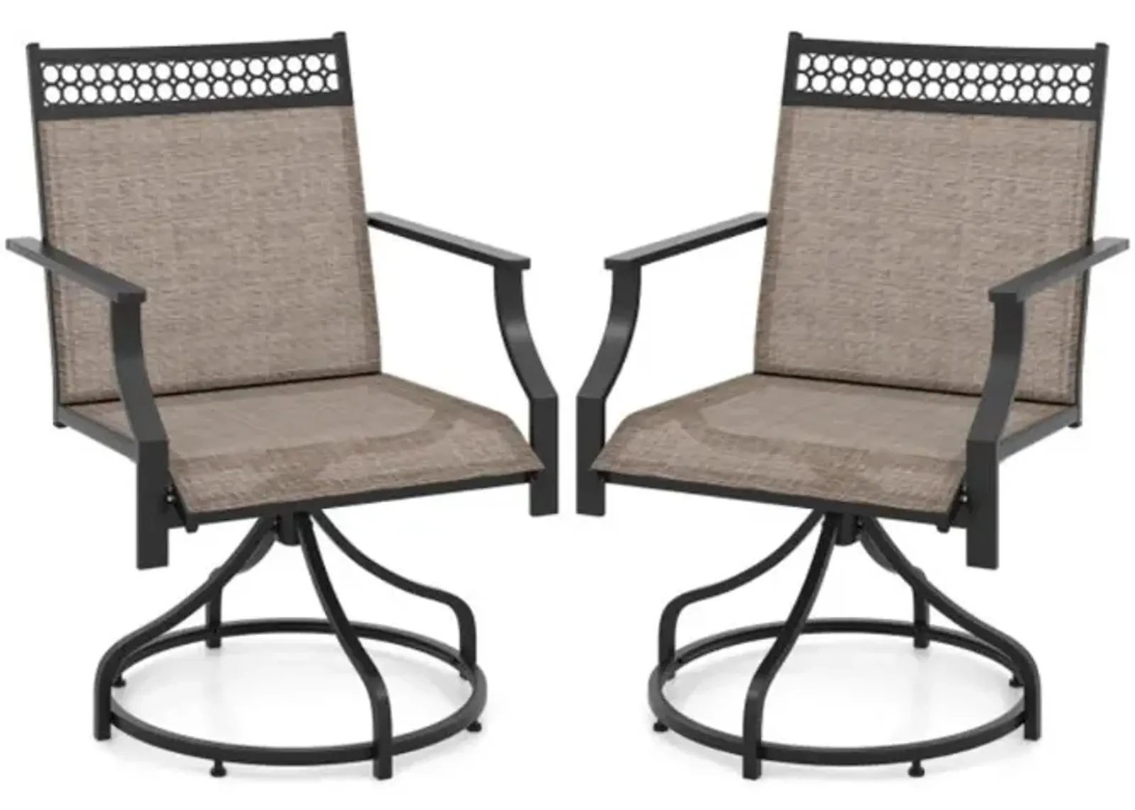 Hivvago Patio Swivel Dining Chairs Set of 2 with Heavy-duty Metal Frame and Armrests