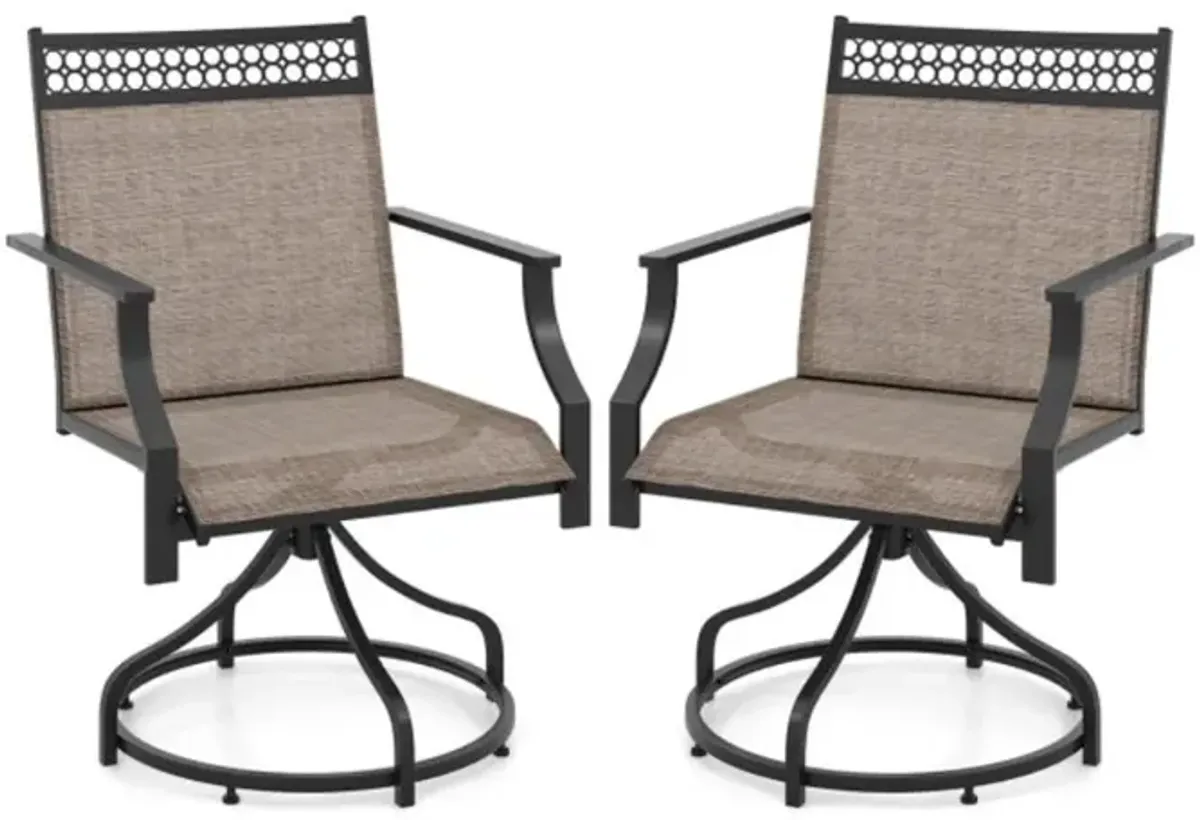 Hivvago Patio Swivel Dining Chairs Set of 2 with Heavy-duty Metal Frame and Armrests