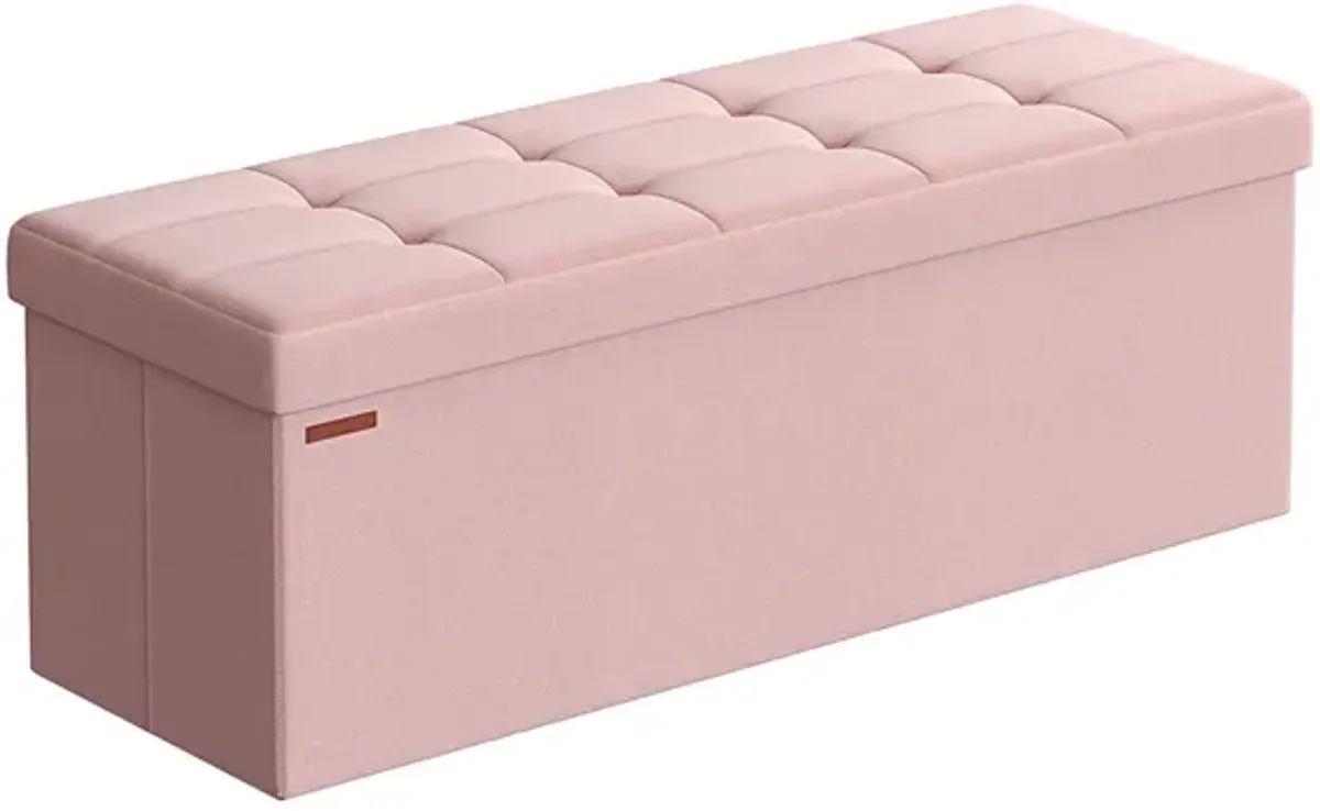 43-Inch Folding Storage Ottoman Bench with Wooden Divider - Storage Chest and Foot Rest Stool