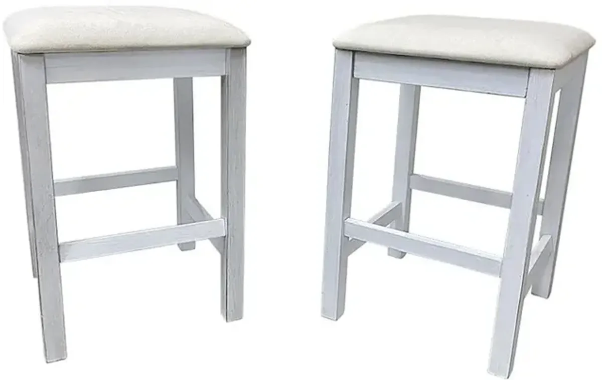 Carolina Living Tristan Backless Counter Stool - Set of 2 - Antique White - White Upholstery