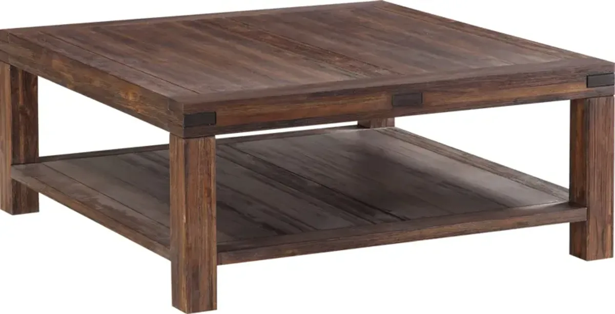 Meadow Solid Wood Square Coffee Table in Brick Brown