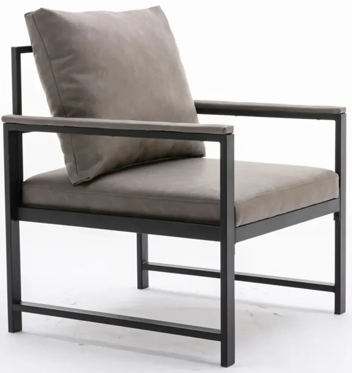 Modern PU Leather Accent Chair With Powder Coated Metal Frame, Single Sofa