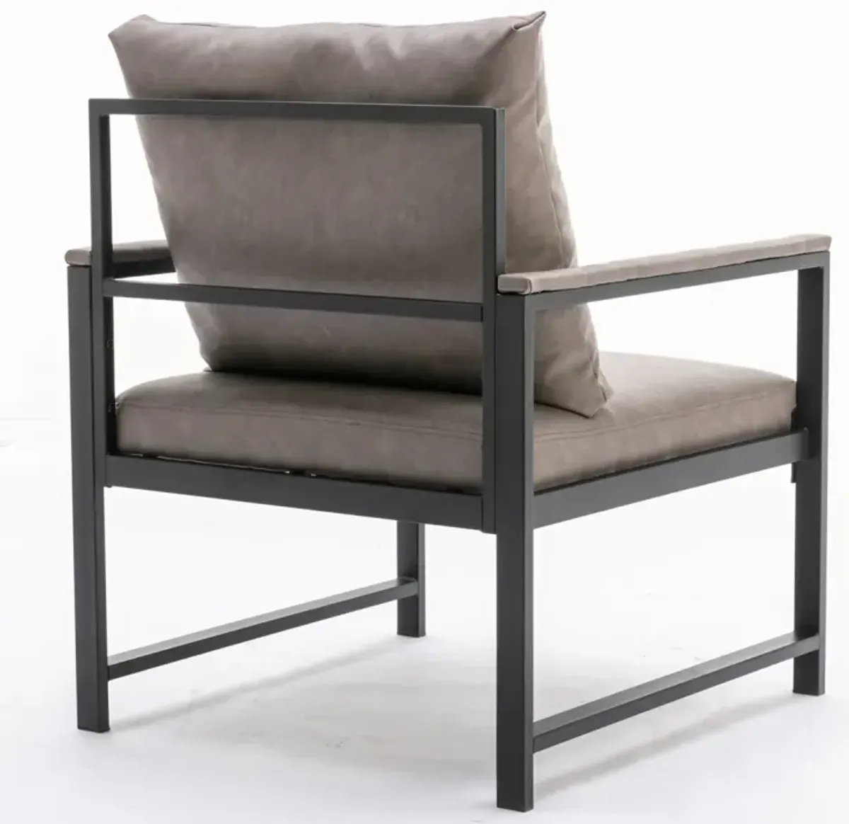 Modern PU Leather Accent Chair With Powder Coated Metal Frame, Single Sofa