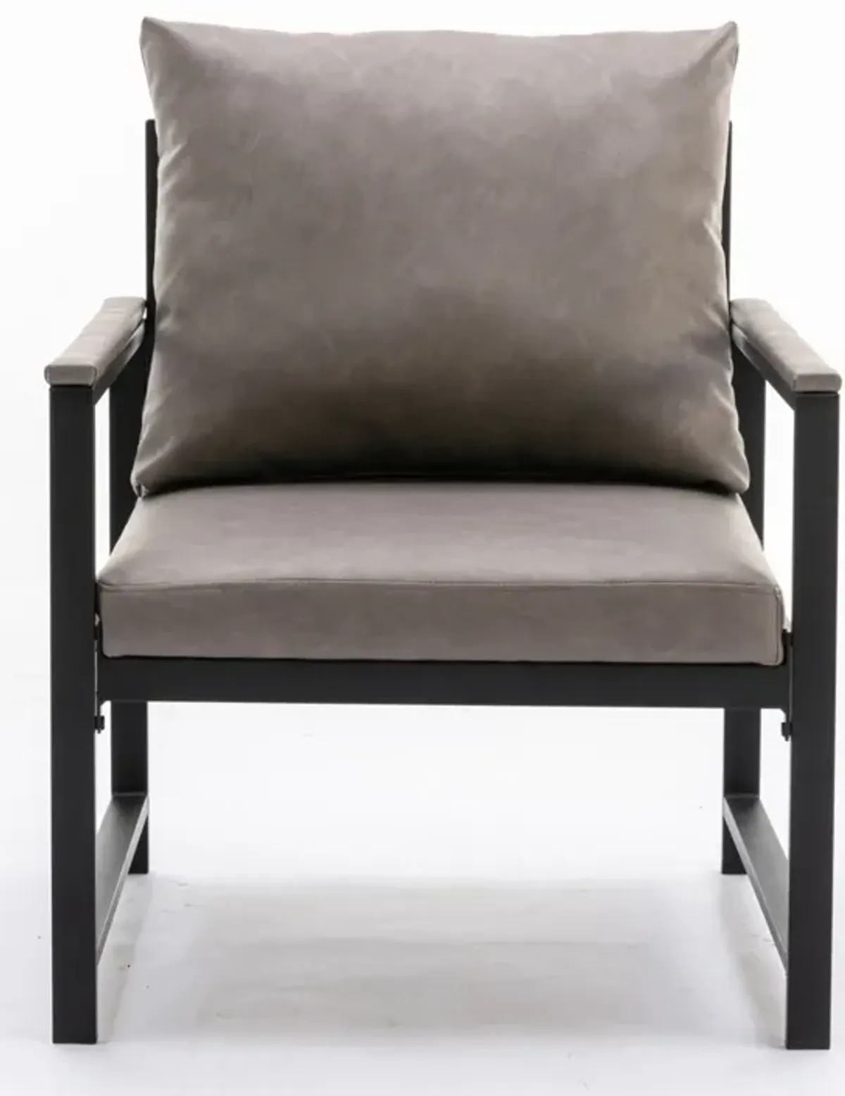 Modern PU Leather Accent Chair With Powder Coated Metal Frame, Single Sofa