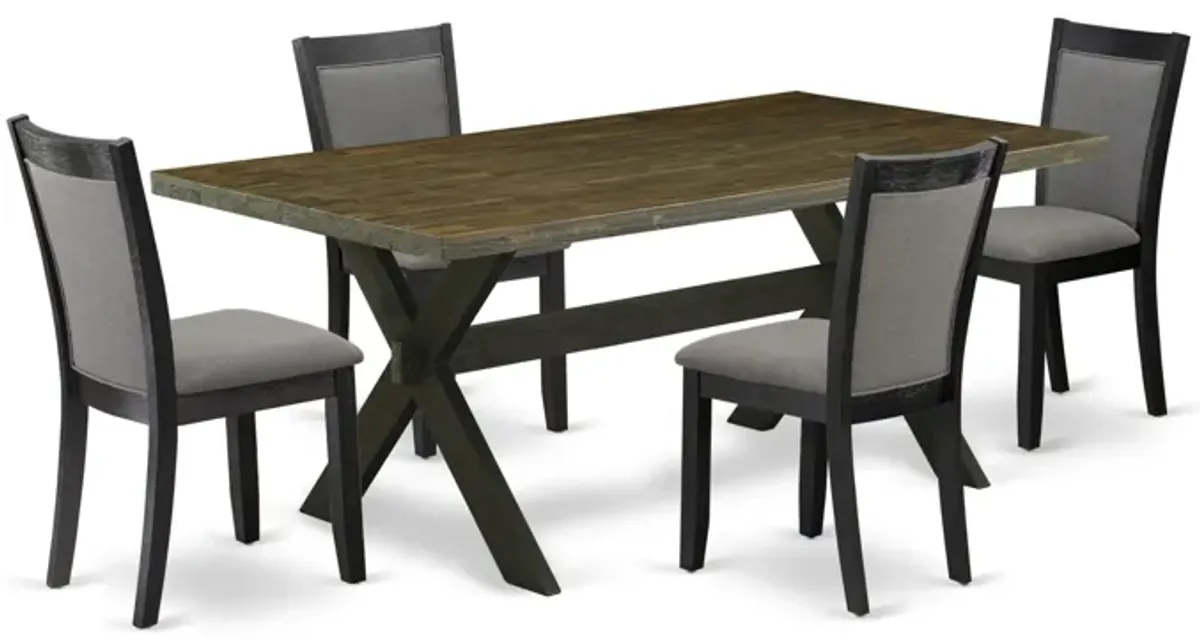East West Furniture X677MZ650-5 5Pc Dining Set - Rectangular Table and 4 Parson Chairs - Multi-Color Color