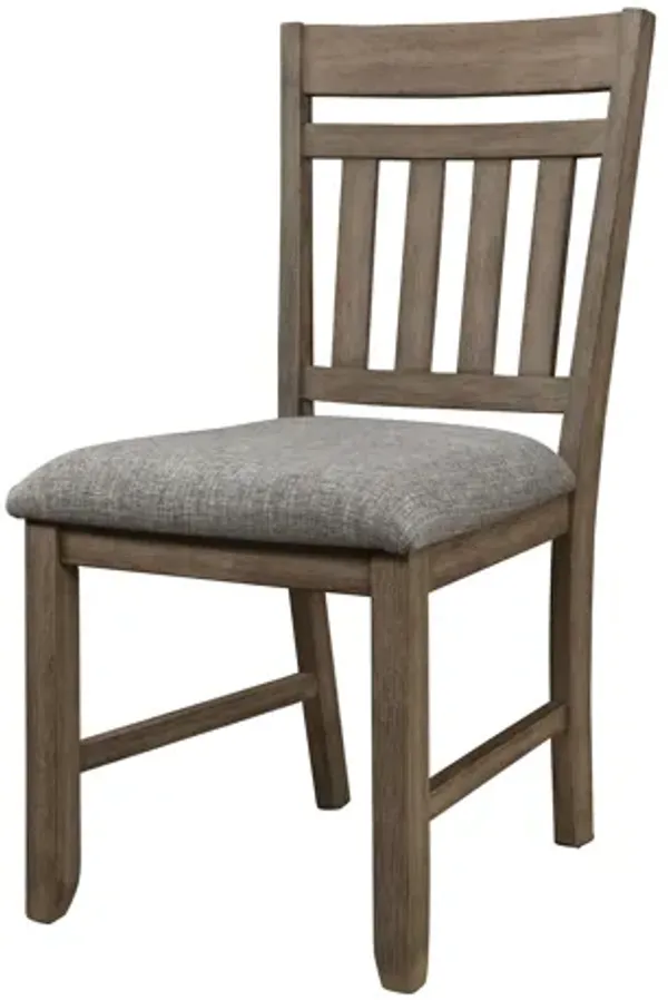 Harris Dining Chair Set of 2, Gray Fabric Brown Solid Rubberwood - Benzara
