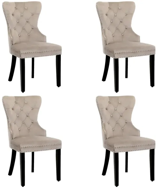 WestinTrends Velvet Upholstered Tufted Dining Chairs (Set of 4)