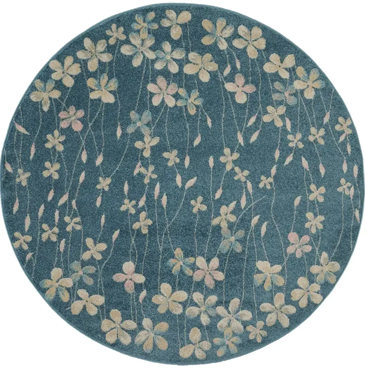 Tranquil TRA04 Turquoise 5'3" x Round Rug