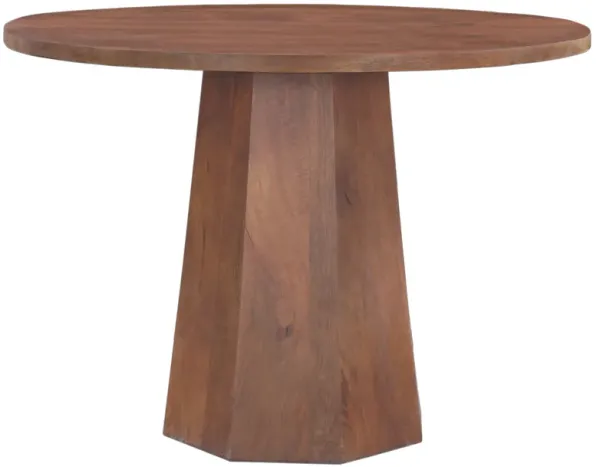 Koi Dining Table | 42" Round Top | Handmade Ambre Brown Mango Wood | Octagonal Pedestal Base