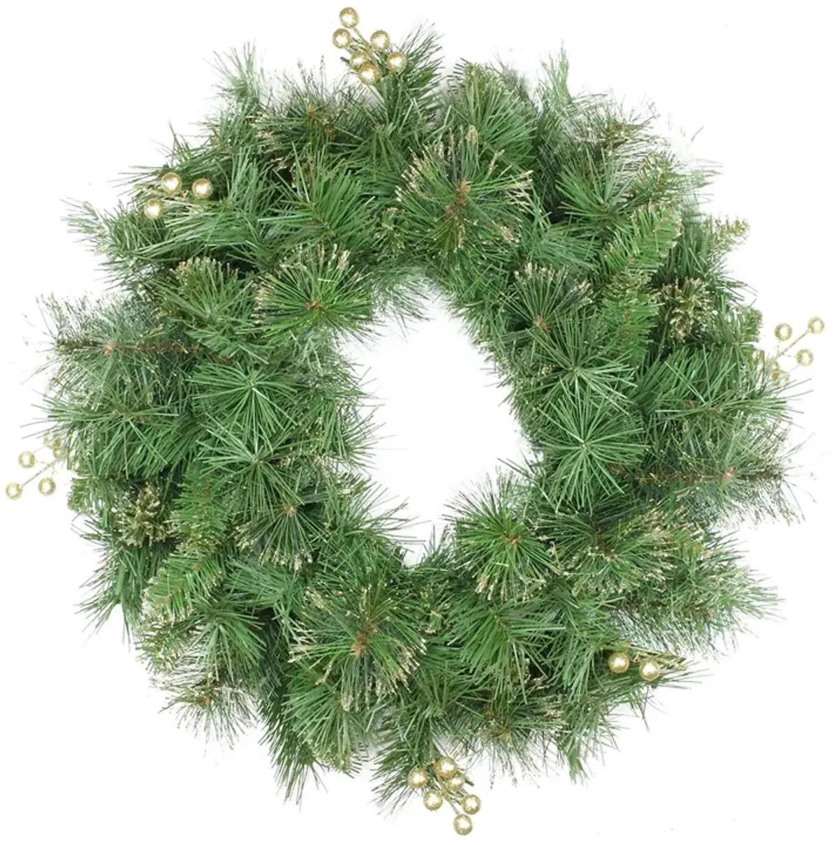 Mixed Pine and Glittered Berry Artificial Christmas Wreath - 24-Inch  Unlit