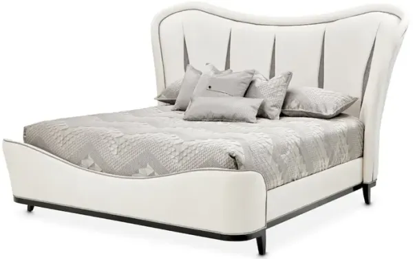 Michael Amini Tuxedo Eastern King Upholstered Bed - Piano Keyboard
