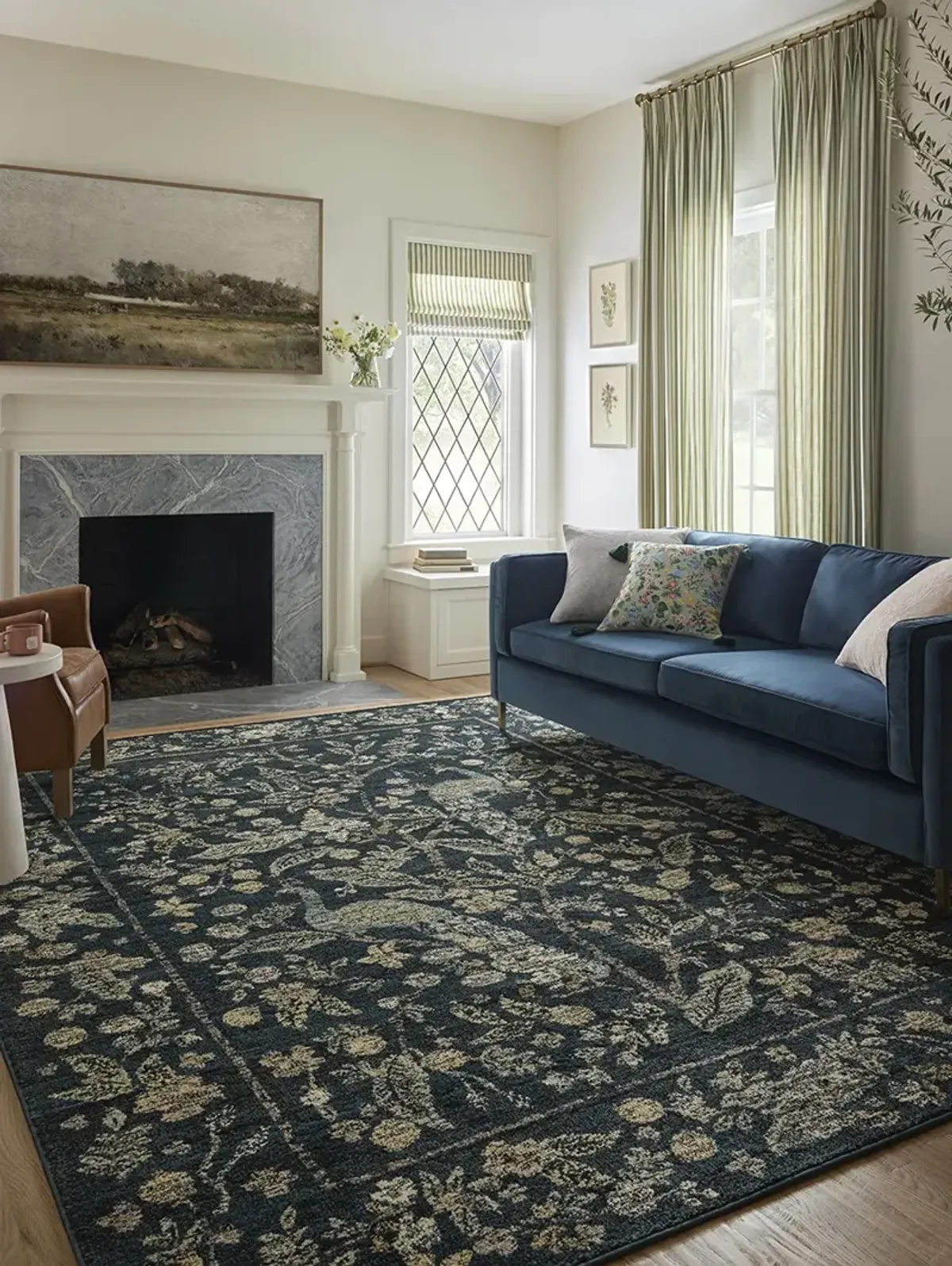 Laurel LAU-05 Navy 2''8" x 8' Rug by Rifle Paper Co.