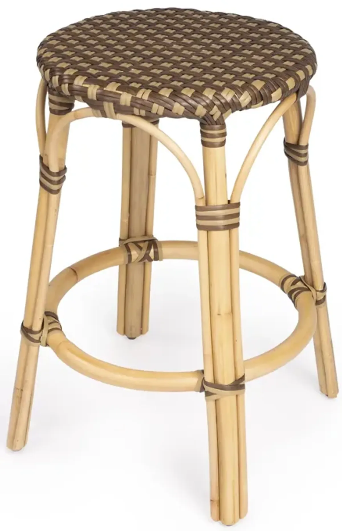 Light And Dark Brown Rattan Counter Stool
